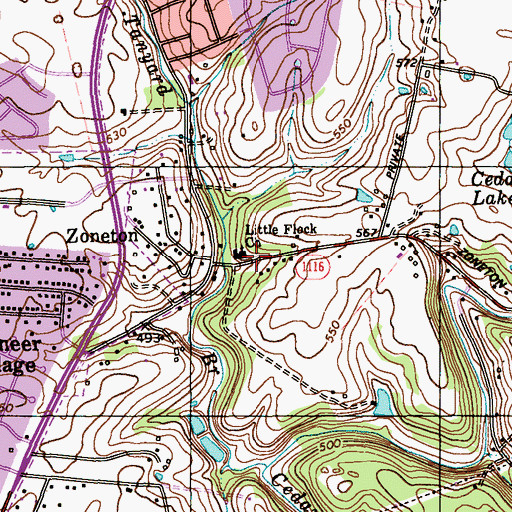 Topographic Map of Little Flock Baptist Church, KY