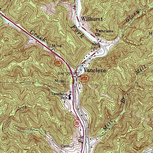Topographic Map of Little Frozen Creek, KY