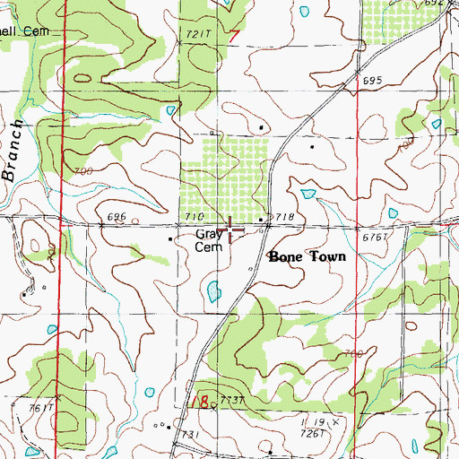 Topographic Map of Grey Cemetery, AR