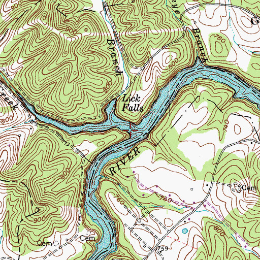 Topographic Map of Little Gimlet Creek, KY