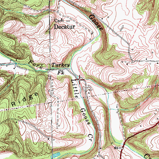 Topographic Map of Little Goose Creek, KY