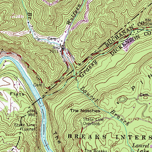 Topographic Map of Little Grassy Branch, KY