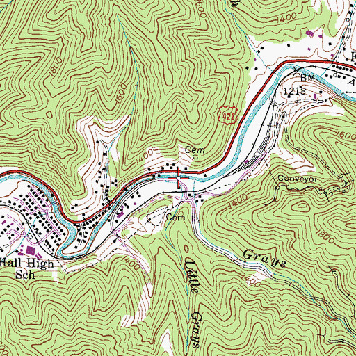 Topographic Map of Little Grays Branch, KY