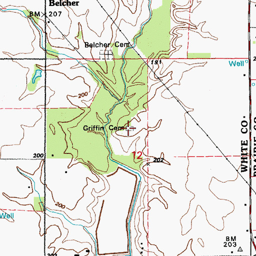 Topographic Map of Griffin Cemetery, AR