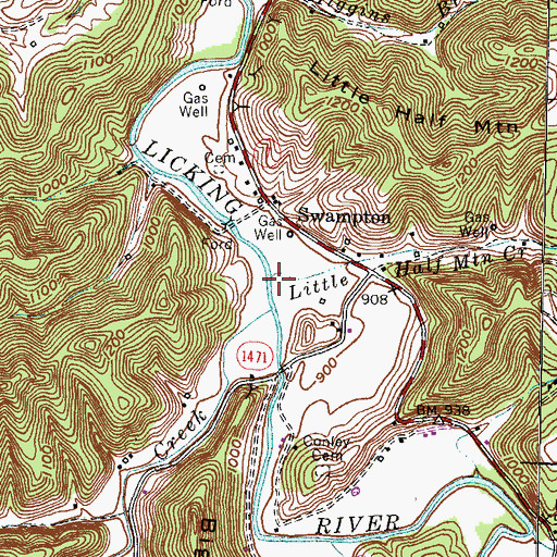 Topographic Map of Little Half Mountain Creek, KY