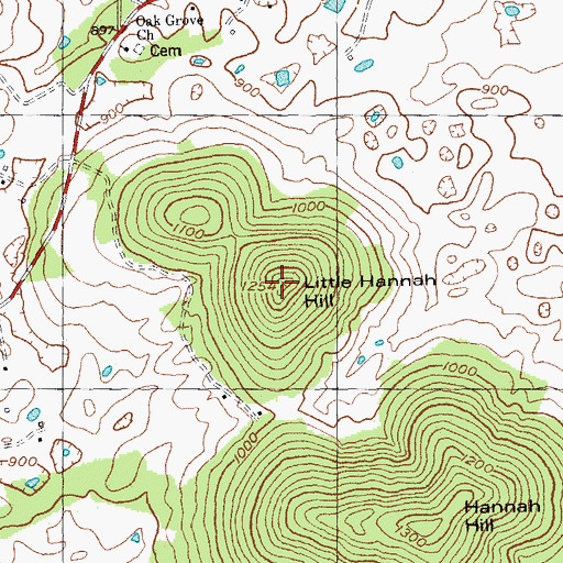 Topographic Map of Little Hannah Hill, KY