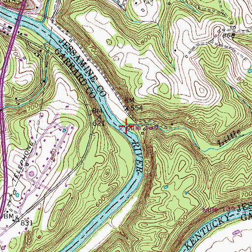 Topographic Map of Little Hickman Creek, KY
