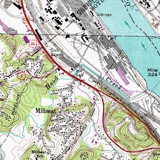 Topographic Map of Little Hood Creek, KY