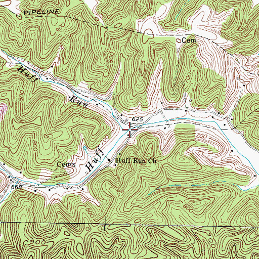 Topographic Map of Little Huff Run, KY