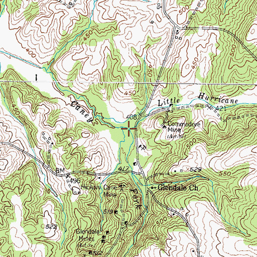 Topographic Map of Little Hurricane Creek, KY
