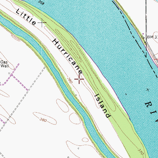 Topographic Map of Little Hurricane Island, KY
