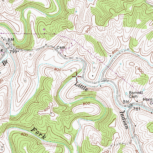 Topographic Map of Little Indian Branch, KY