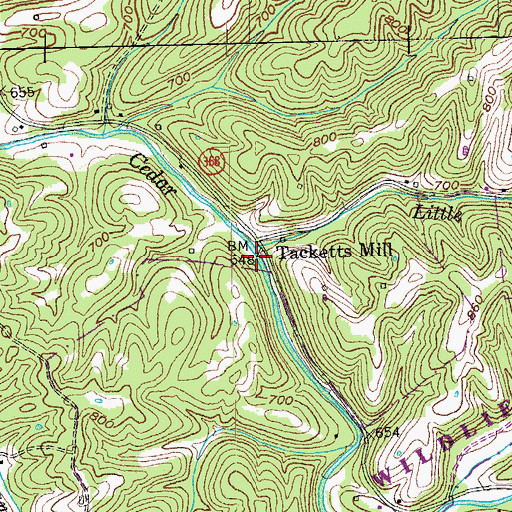 Topographic Map of Little Indian Creek, KY