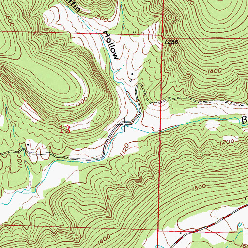 Topographic Map of Griffin Hollow, AR