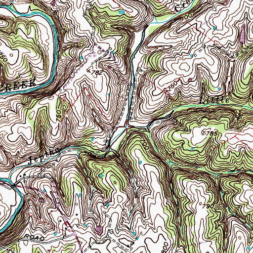 Topographic Map of Little Jeptha Creek, KY