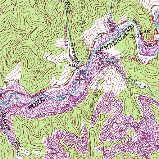 Topographic Map of Little Joe Day Branch, KY