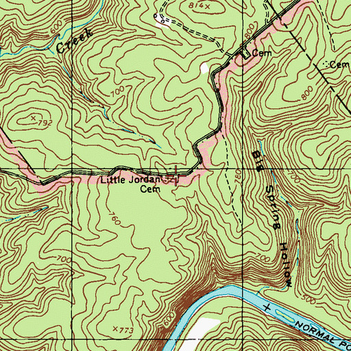 Topographic Map of Little Jordan Cemetery, KY