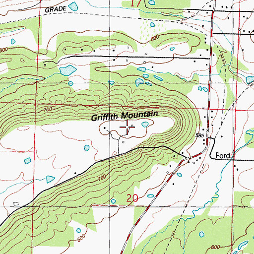 Topographic Map of Griffith Mountain, AR