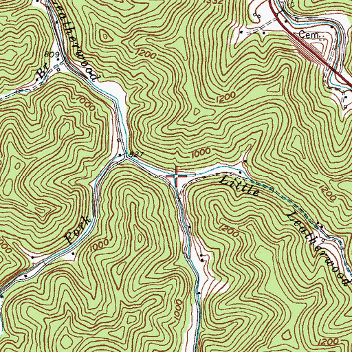 Topographic Map of Little Leatherwood Creek, KY