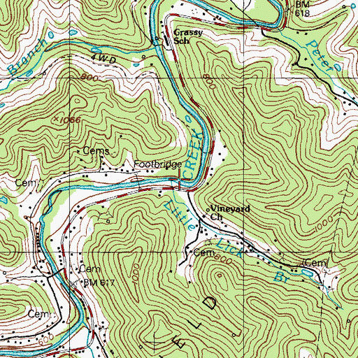 Topographic Map of Little Lick Branch, KY