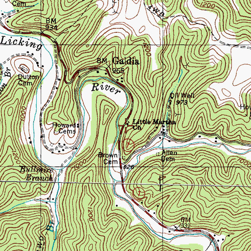 Topographic Map of Little Martha Church, KY