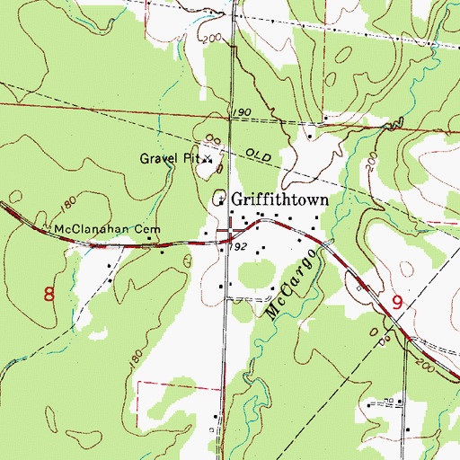 Topographic Map of Griffithtown, AR