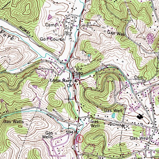 Topographic Map of Little Mary Church, KY