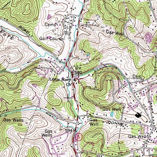 Topographic Map of Little Mary Church, KY
