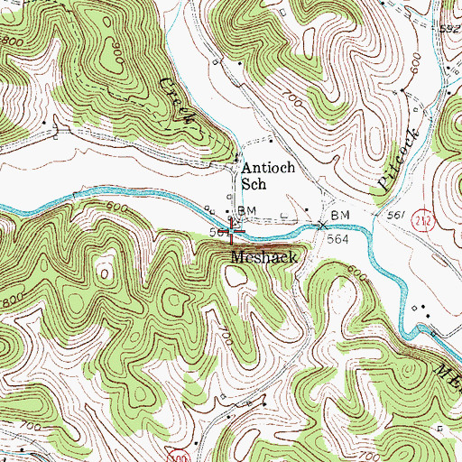 Topographic Map of Little Meshack Creek, KY