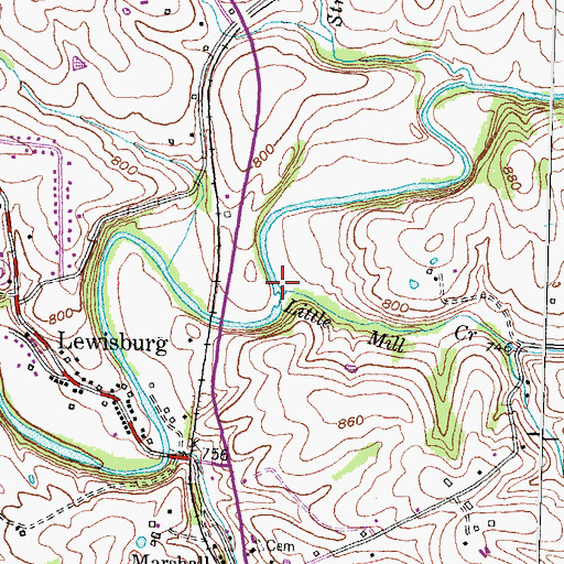 Topographic Map of Little Mill Creek, KY