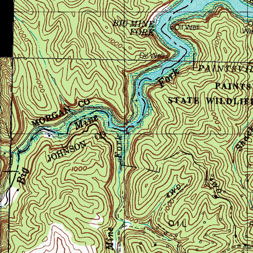 Topographic Map of Little Mine Fork, KY
