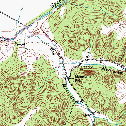 Topographic Map of Little Moccasin Creek, KY
