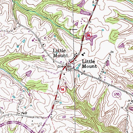 Topographic Map of Little Mount, KY