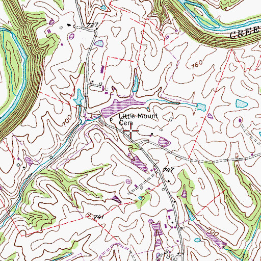 Topographic Map of Little Mount Cemetery, KY