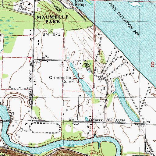 Topographic Map of Grimmette Cemetery, AR