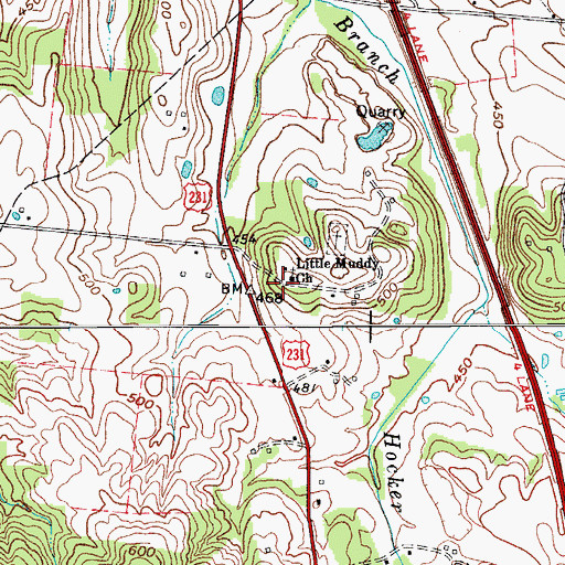 Topographic Map of Little Muddy Church, KY