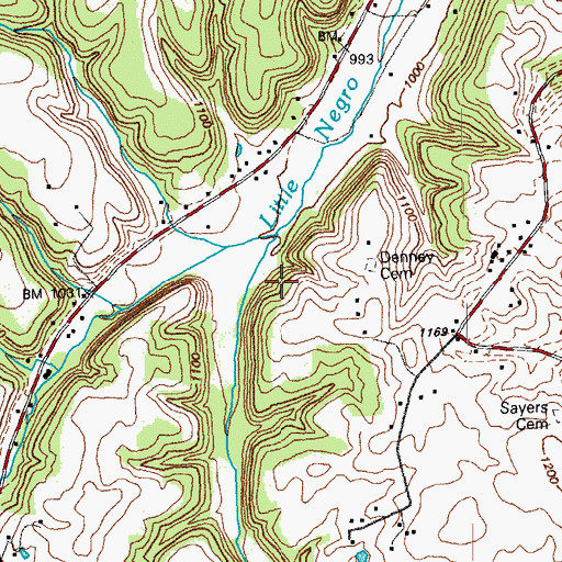 Topographic Map of Little Negro Creek, KY