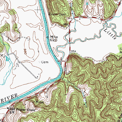 Topographic Map of Little Poplar Creek, KY