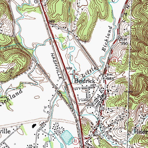 Topographic Map of Little Richland Creek, KY