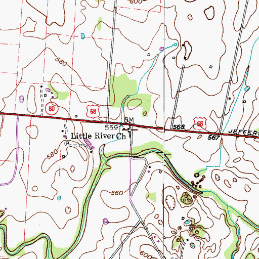Topographic Map of Little River Church, KY