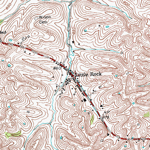 Topographic Map of Little Rock, KY