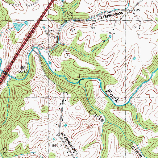 Topographic Map of Little Salem Creek, KY