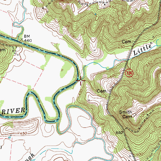 Topographic Map of Little Short Creek, KY