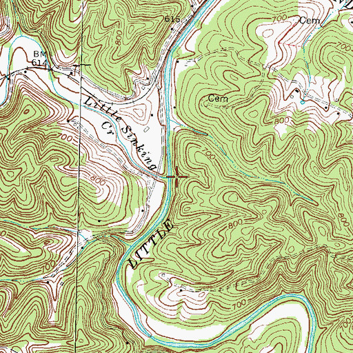 Topographic Map of Little Sinking Creek, KY