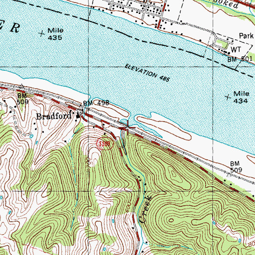 Topographic Map of Little Snag Creek, KY