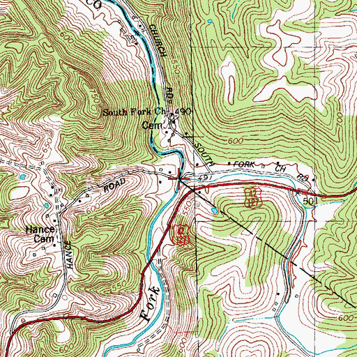 Topographic Map of Little South Fork, KY