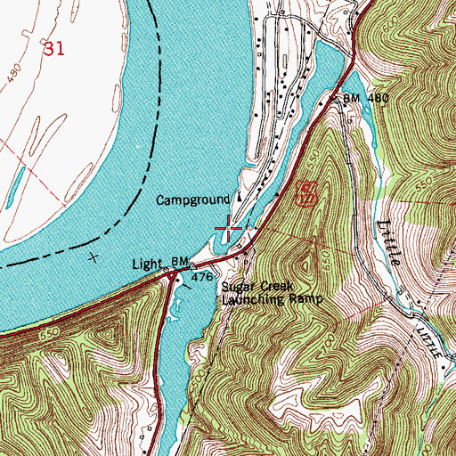 Topographic Map of Little Sugar Creek, KY