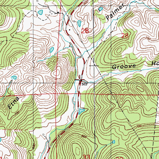 Topographic Map of Groove Hollow, AR