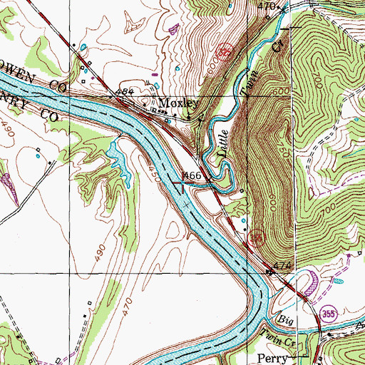 Topographic Map of Little Twin Creek, KY