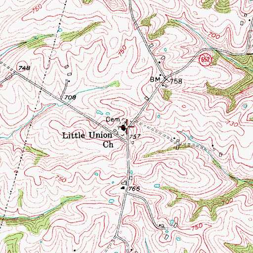 Topographic Map of Little Union Church, KY